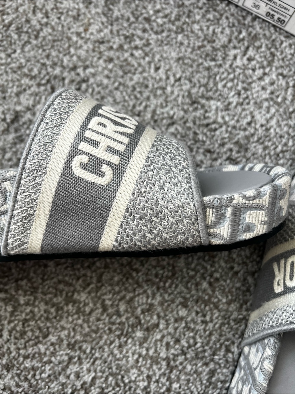 Dior women Gray & Cream 'Christian Dior' Slide Sandals - Picture 6 of 7